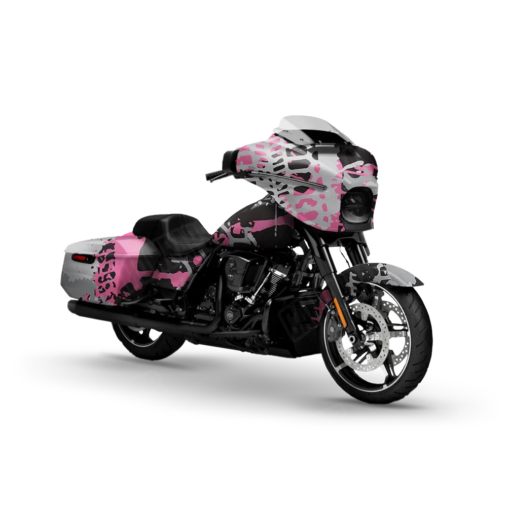 Tire Splatter Pink Tiger Motorcycle Wraps