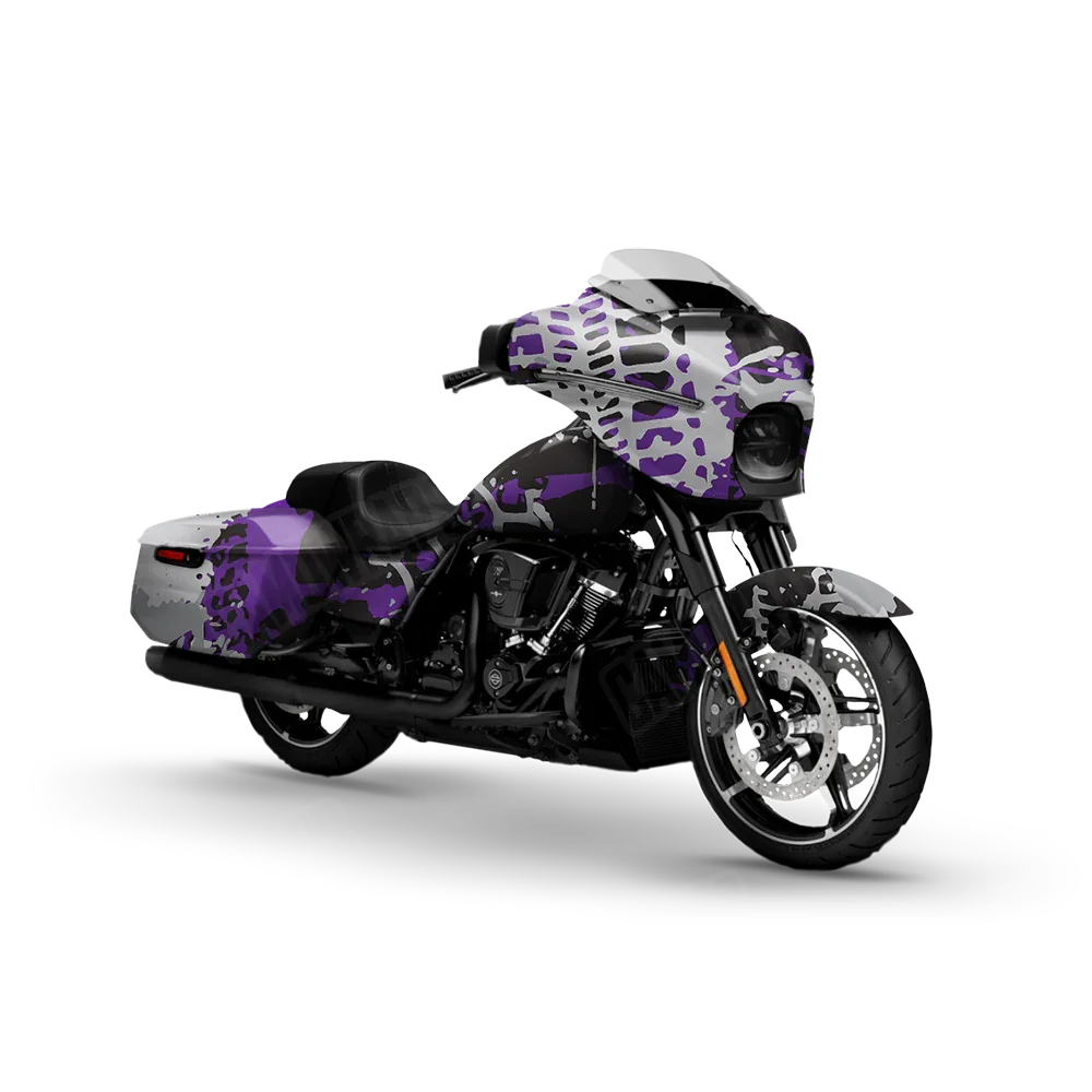 Tire Splatter Purple Tiger Motorcycle Wraps