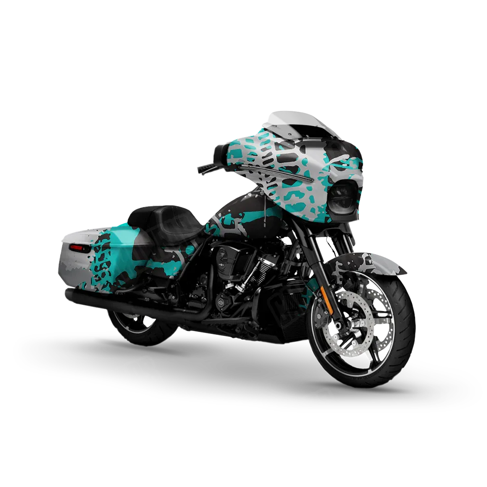 Tire Splatter Tiffany Blue Tiger Motorcycle Wraps