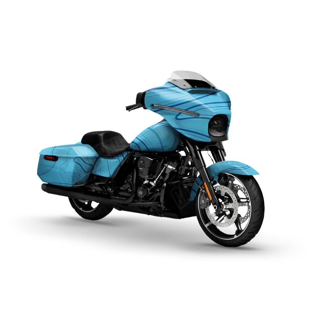 Topographic Blue Motorcycle Wraps