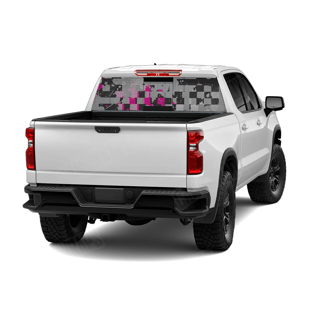 Broken Plaid Magenta Tiger Rear Window Graphics