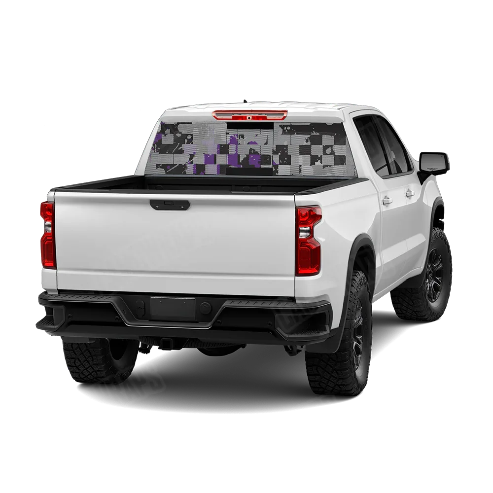 Broken Plaid Purple Tiger Rear Window Graphics