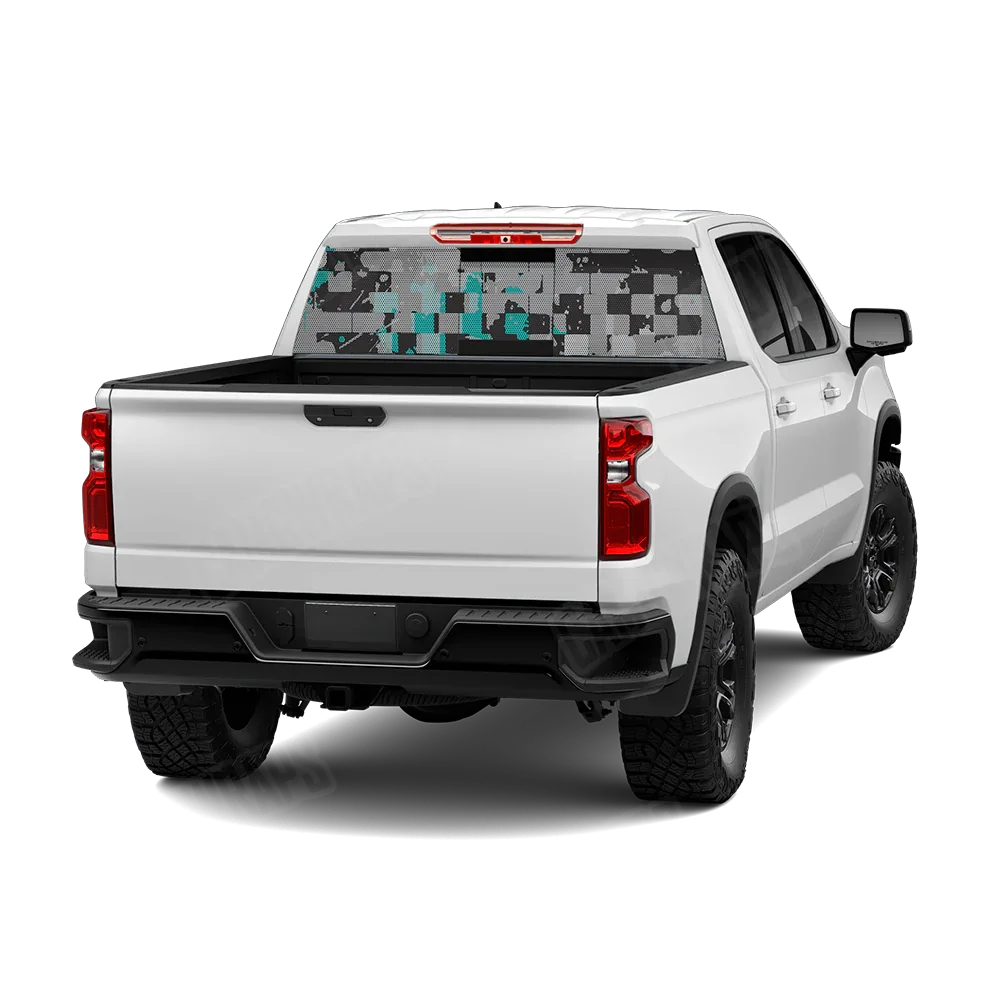 Broken Plaid Tiffany Blue Tiger Rear Window Graphics