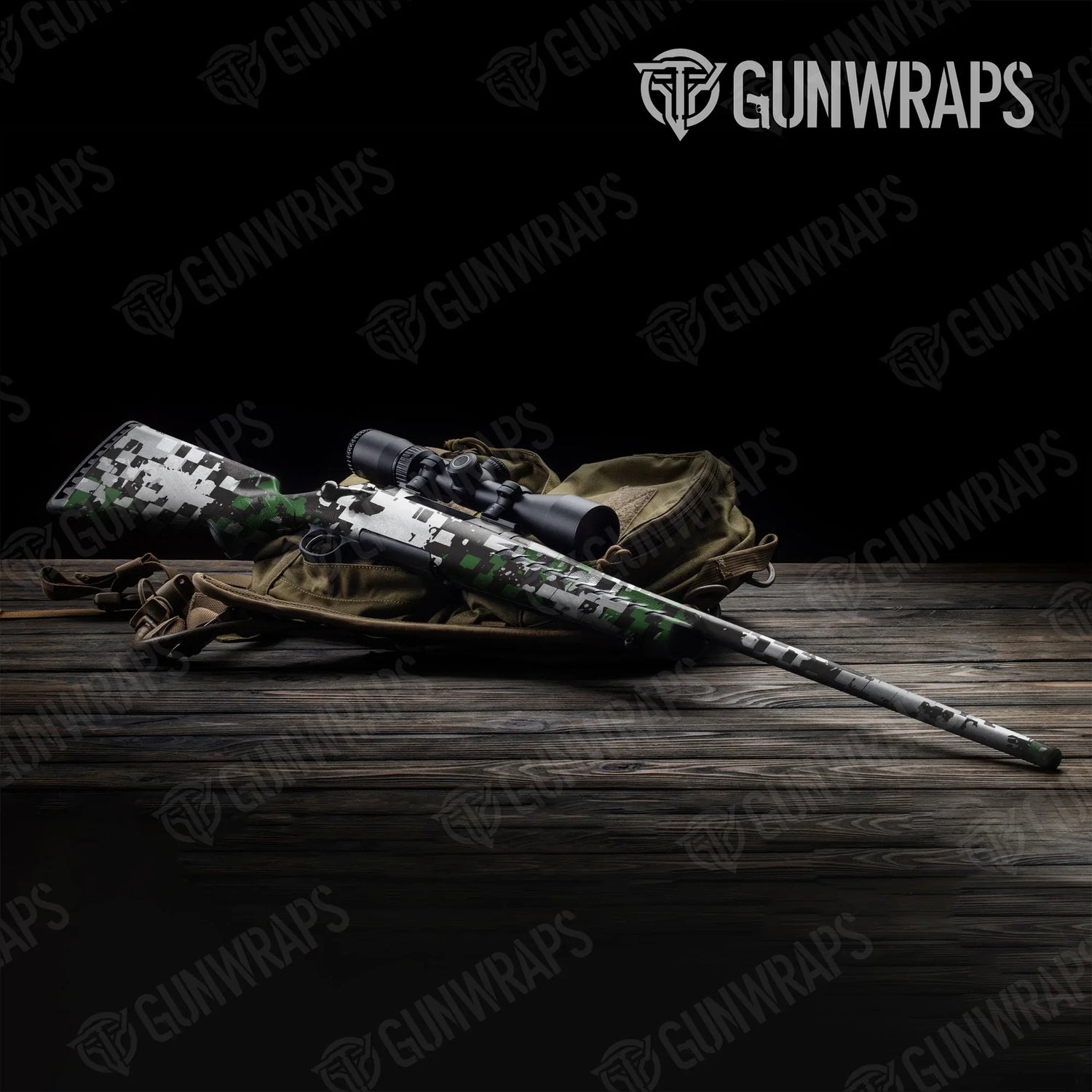 Broken Plaid Green Tiger Rifle Gun Skin Vinyl Wraps