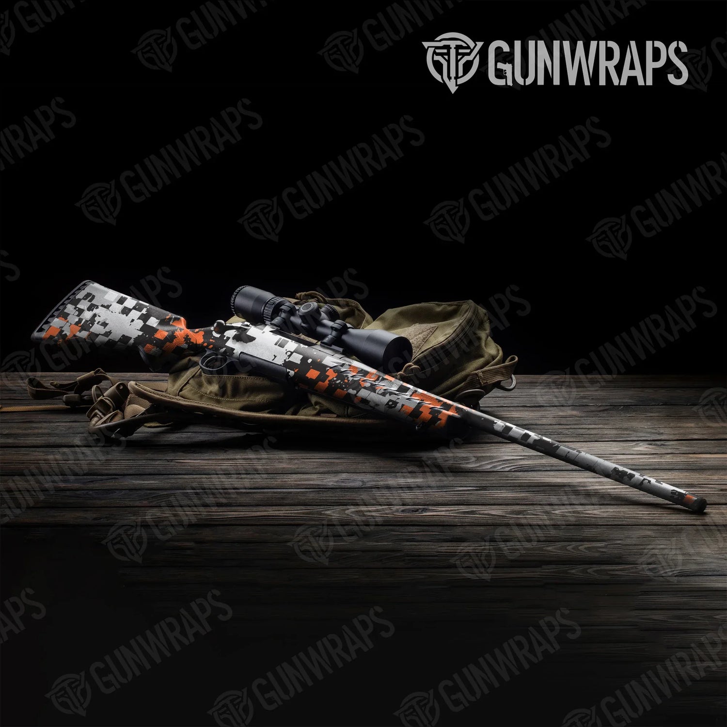 Broken Plaid Orange Tiger Rifle Gun Skin Vinyl Wraps