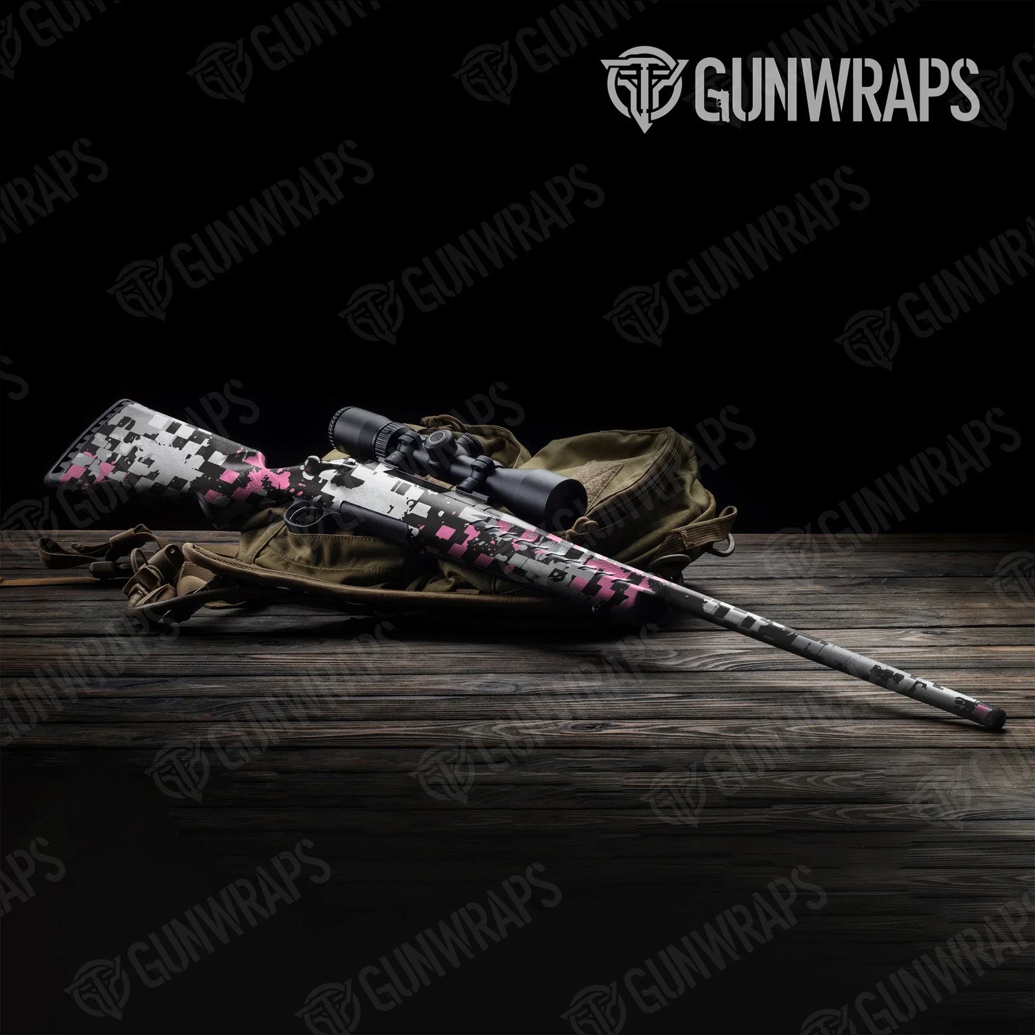 Broken Plaid Pink Tiger Rifle Gun Skin Vinyl Wraps