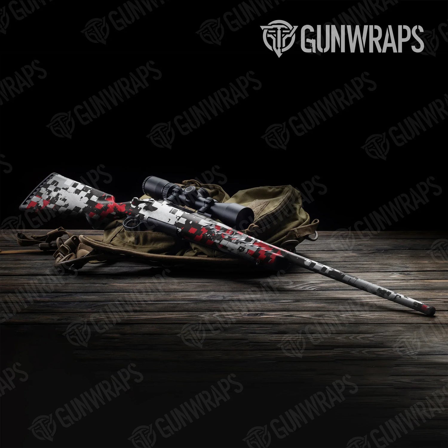Broken Plaid Red Tiger Rifle Gun Skin Vinyl Wraps