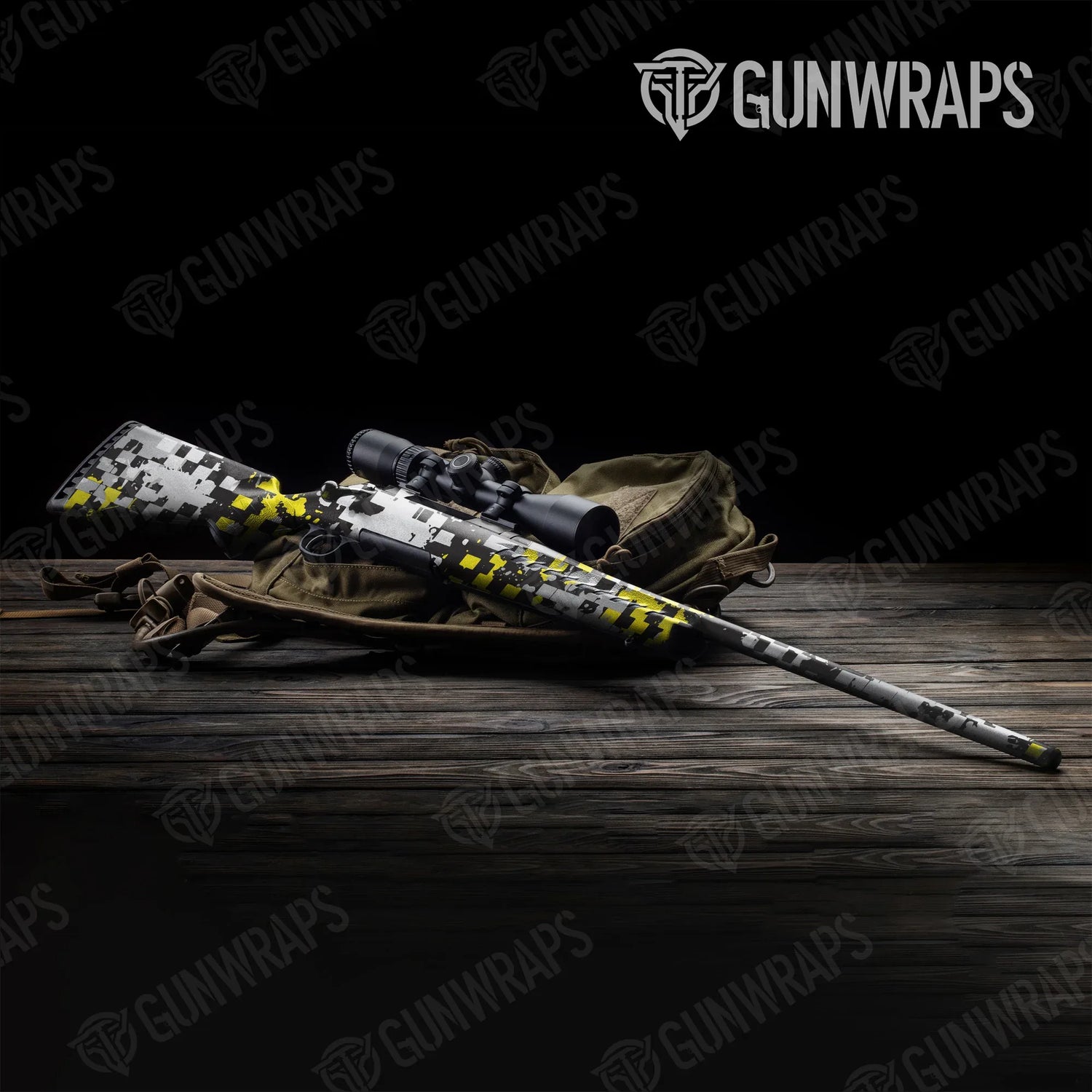 Broken Plaid Yellow Tiger Rifle Gun Skin Vinyl Wraps