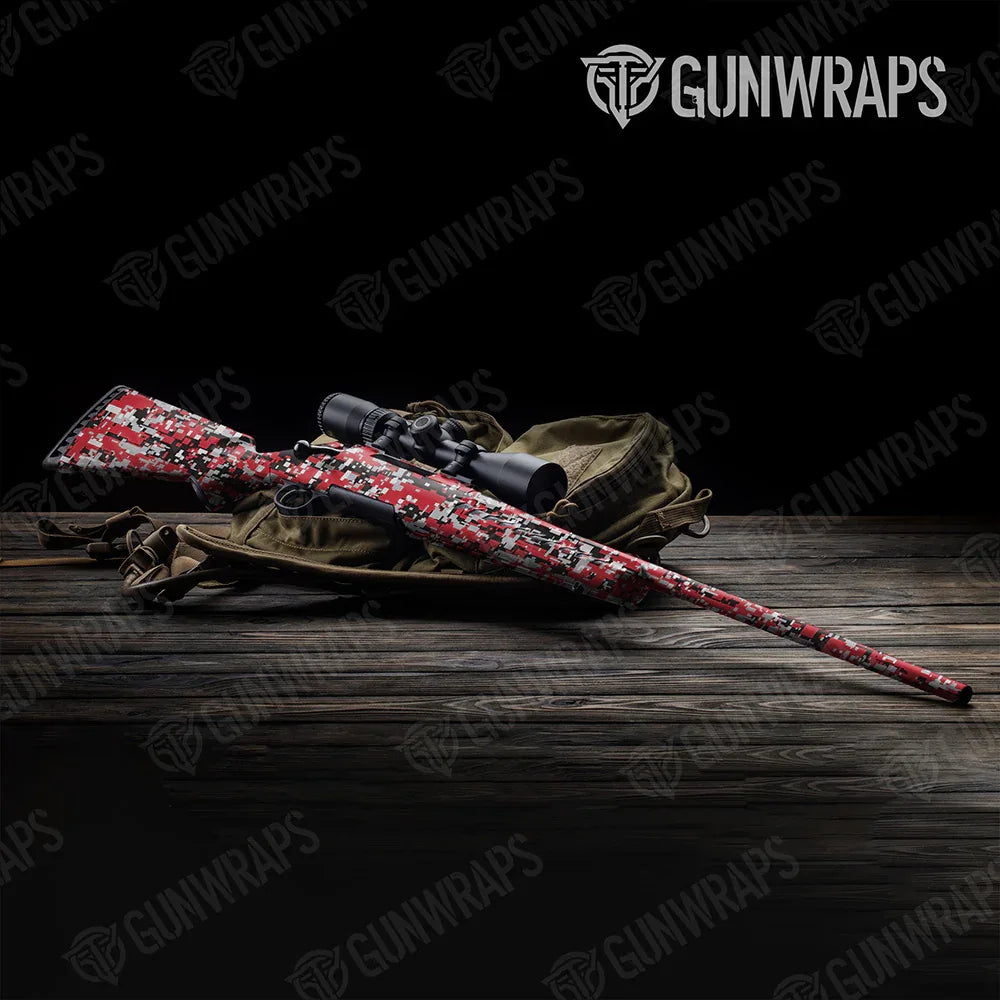 Digital Red Tiger Rifle Gun Skin Vinyl Wraps