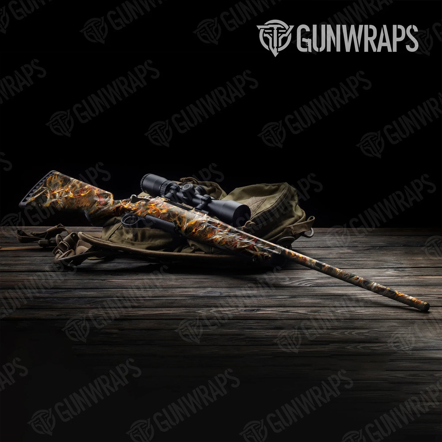 Nature Burning Buck Skull Rifle Gun Skin Vinyl Wraps