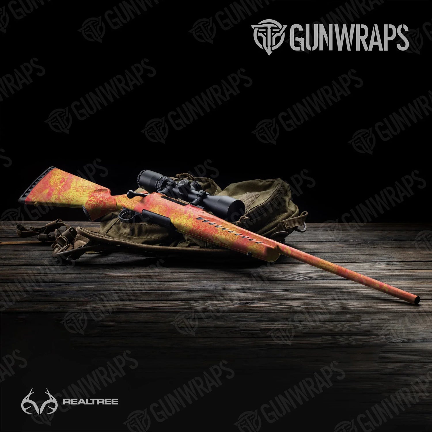 Realtree WAV3 Solar Blaze Rifle Gun Skin Vinyl Wraps