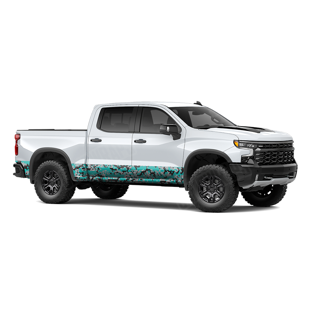 Triangle Tiffany Blue Tiger Rocker Panel Wraps