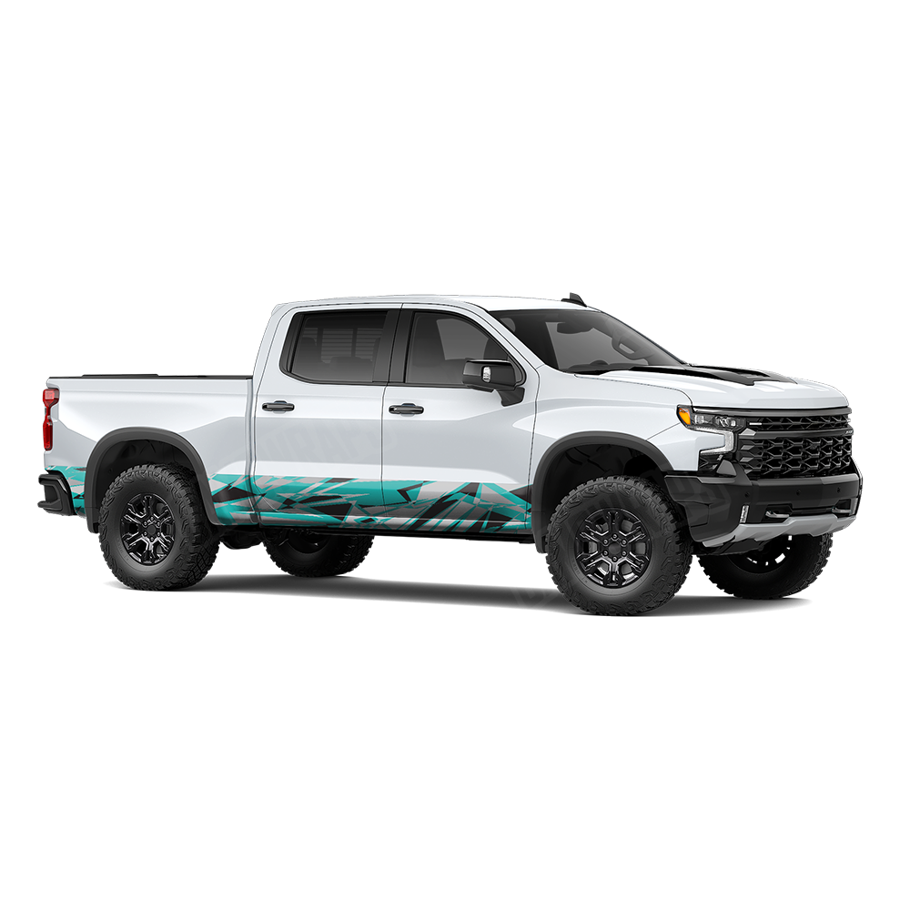 Sharp Tiffany Blue Tiger Rocker Panel Wraps