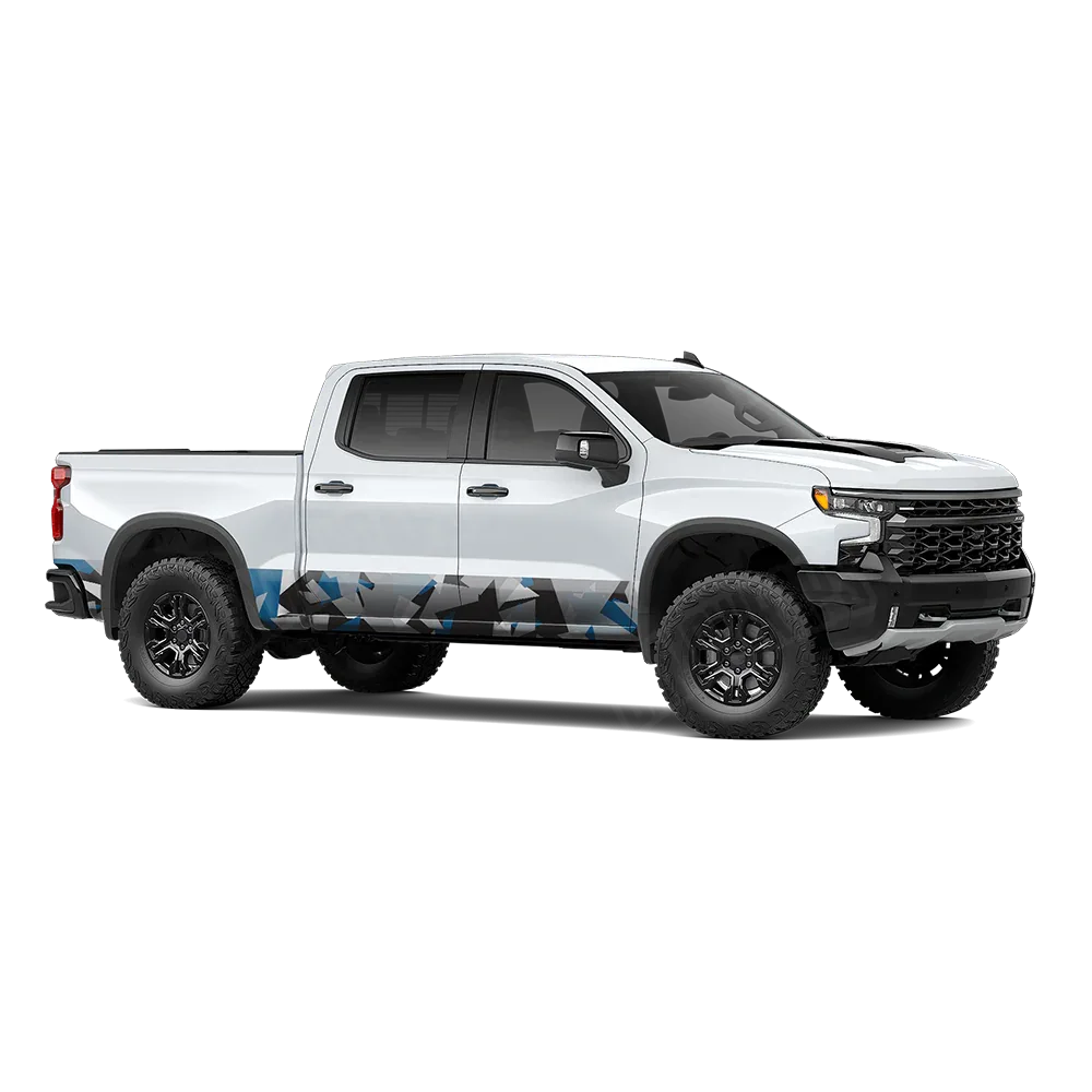 Shattered Blue Tiger Rocker Panel Wraps