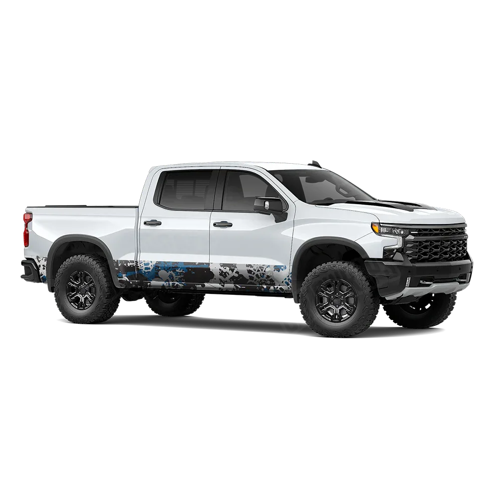 Tire Splatter Blue Tiger Rocker Panel Wraps