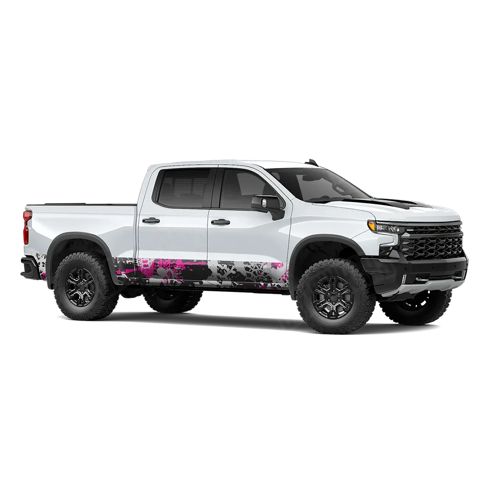Tire Splatter Magenta Tiger Rocker Panel Wraps