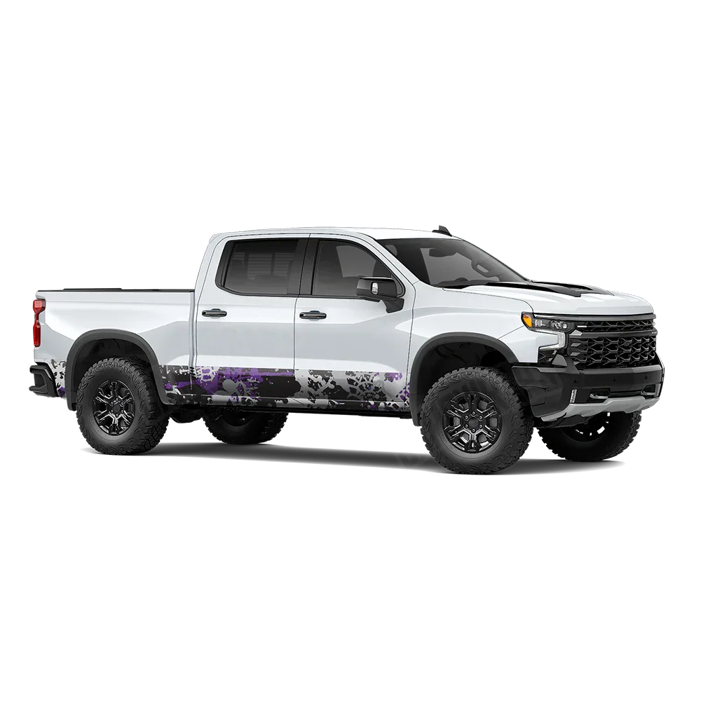 Tire Splatter Purple Tiger Rocker Panel Wraps