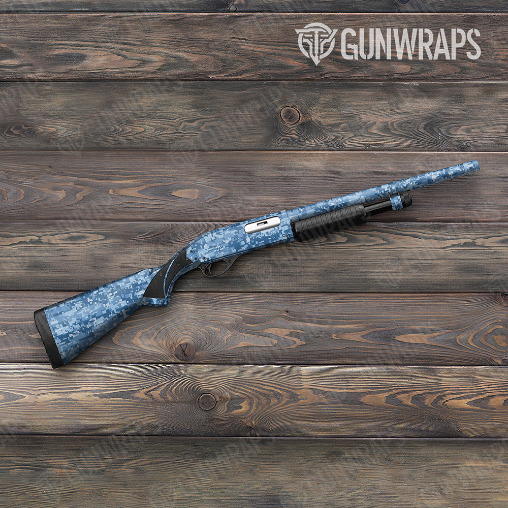 Digital Cool Blue Shotgun Gun Skin Vinyl Wraps