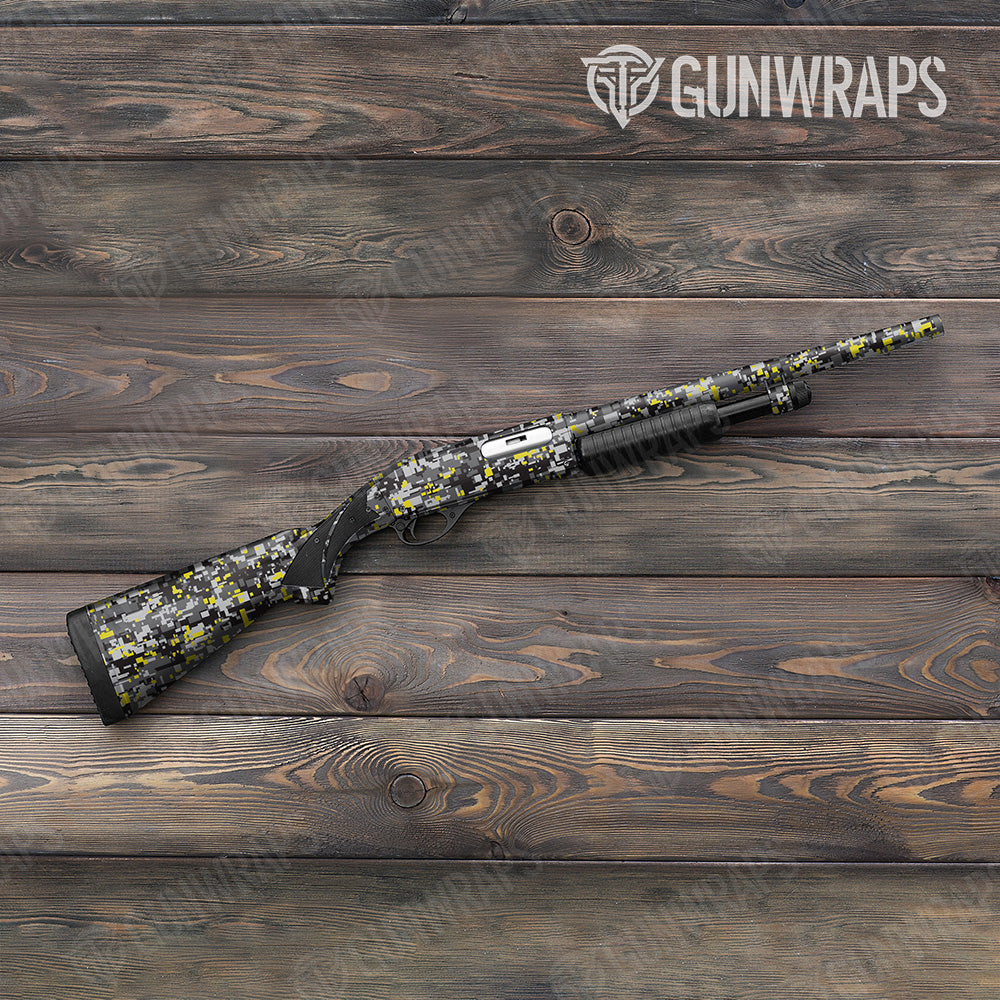 Digital Urban Yellow Shotgun Gun Skin Vinyl Wraps
