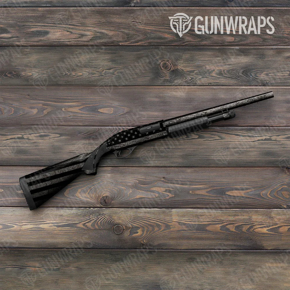 Patriotic Grayscale Flag Shotgun Gun Skin Vinyl Wraps