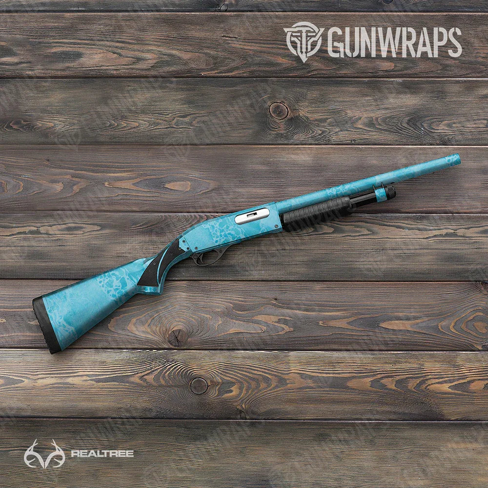 Realtree WAV3 Light Blue Shotgun Gun Skin Vinyl Wraps