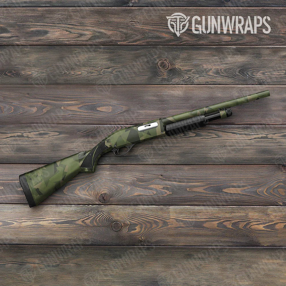 Shattered Army Green Shotgun Gun Skin Vinyl Wraps