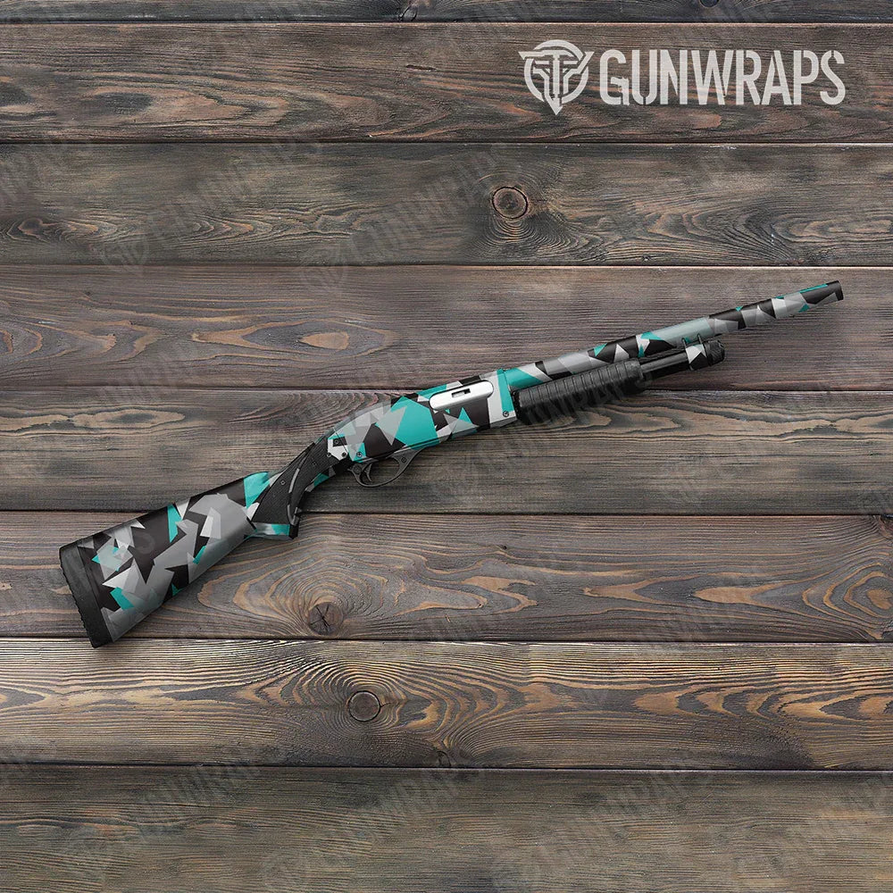 Shattered Tiffany Blue Tiger Shotgun Gun Skin Vinyl Wraps