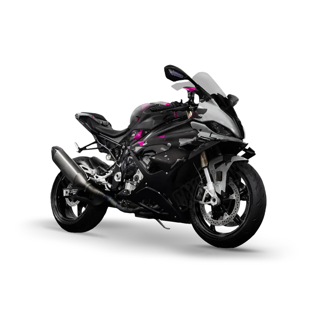 Broken Plaid Magenta Tiger Sports Bike Wraps