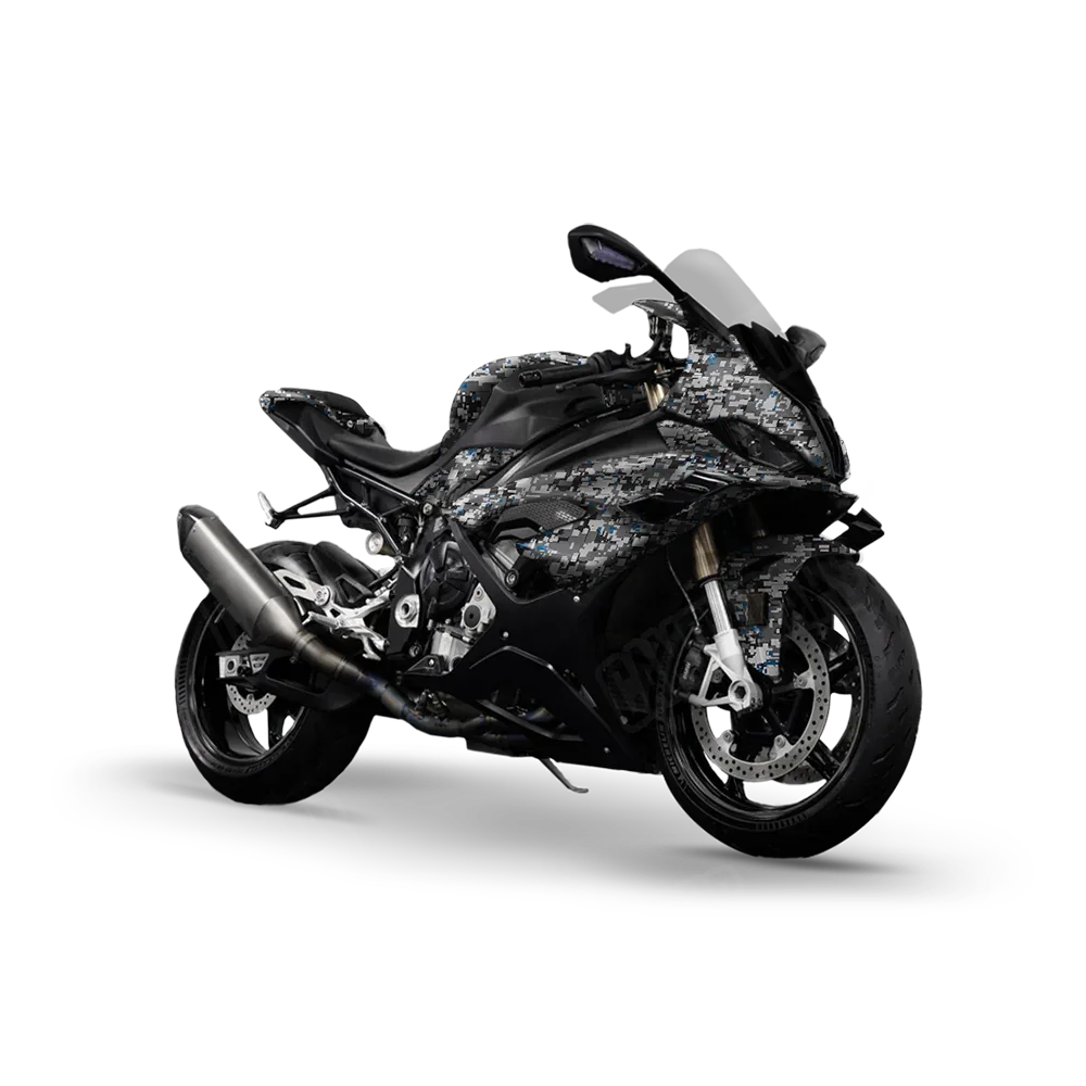Digital Urban Blue Sports Bike Wraps