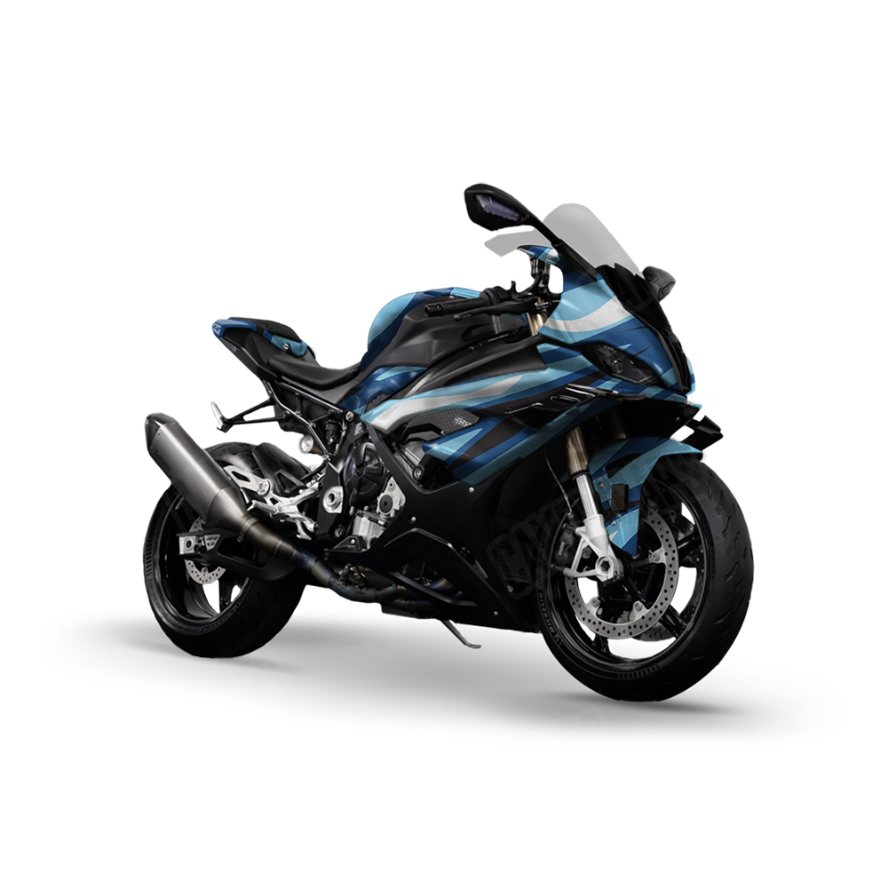 Fun Stripe Baby Blue Sports Bike Wraps