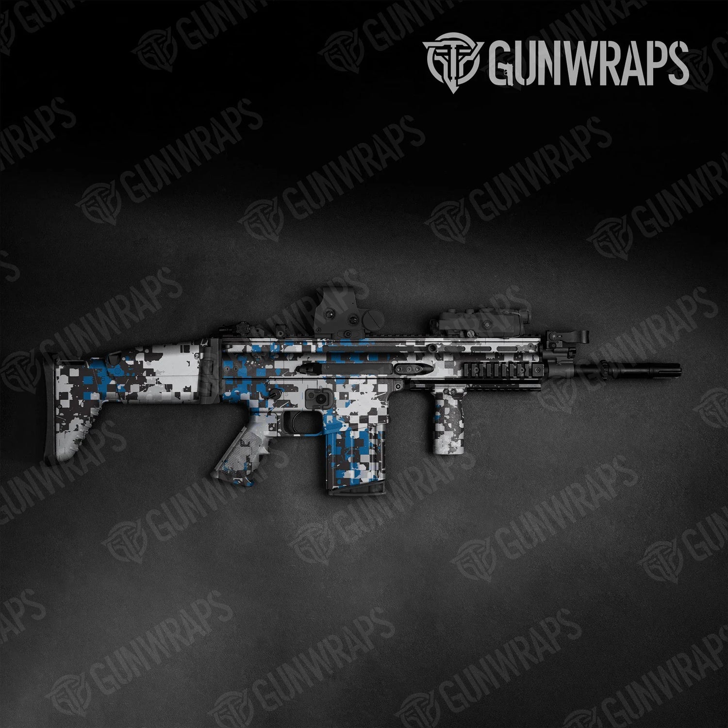 Broken Plaid Blue Tiger Tactical Gun Skin Vinyl Wraps