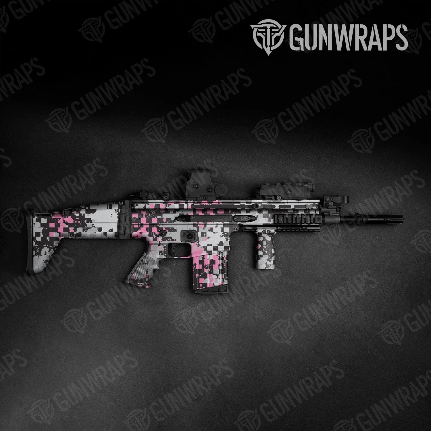 Broken Plaid Pink Tiger Tactical Gun Skin Vinyl Wraps