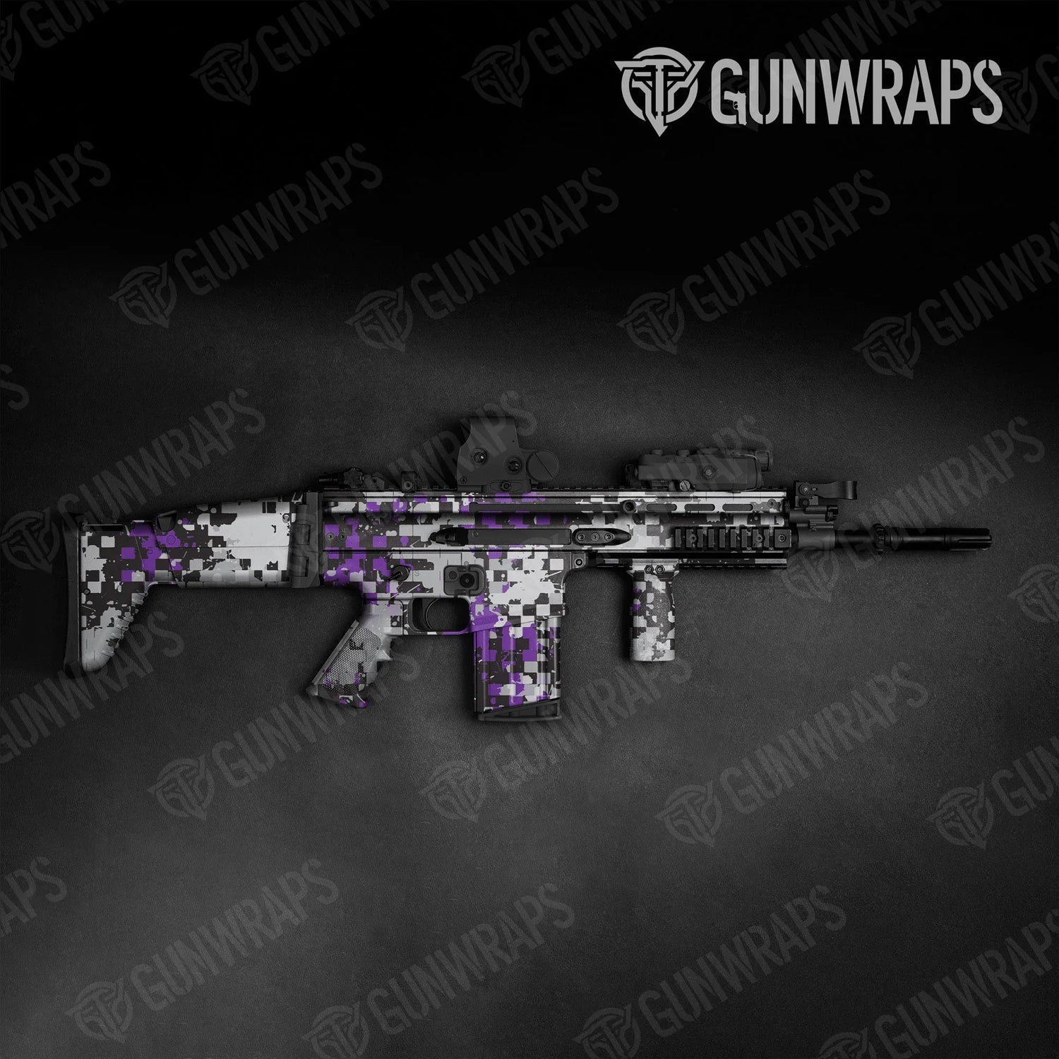 Broken Plaid Purple Tiger Tactical Gun Skin Vinyl Wraps