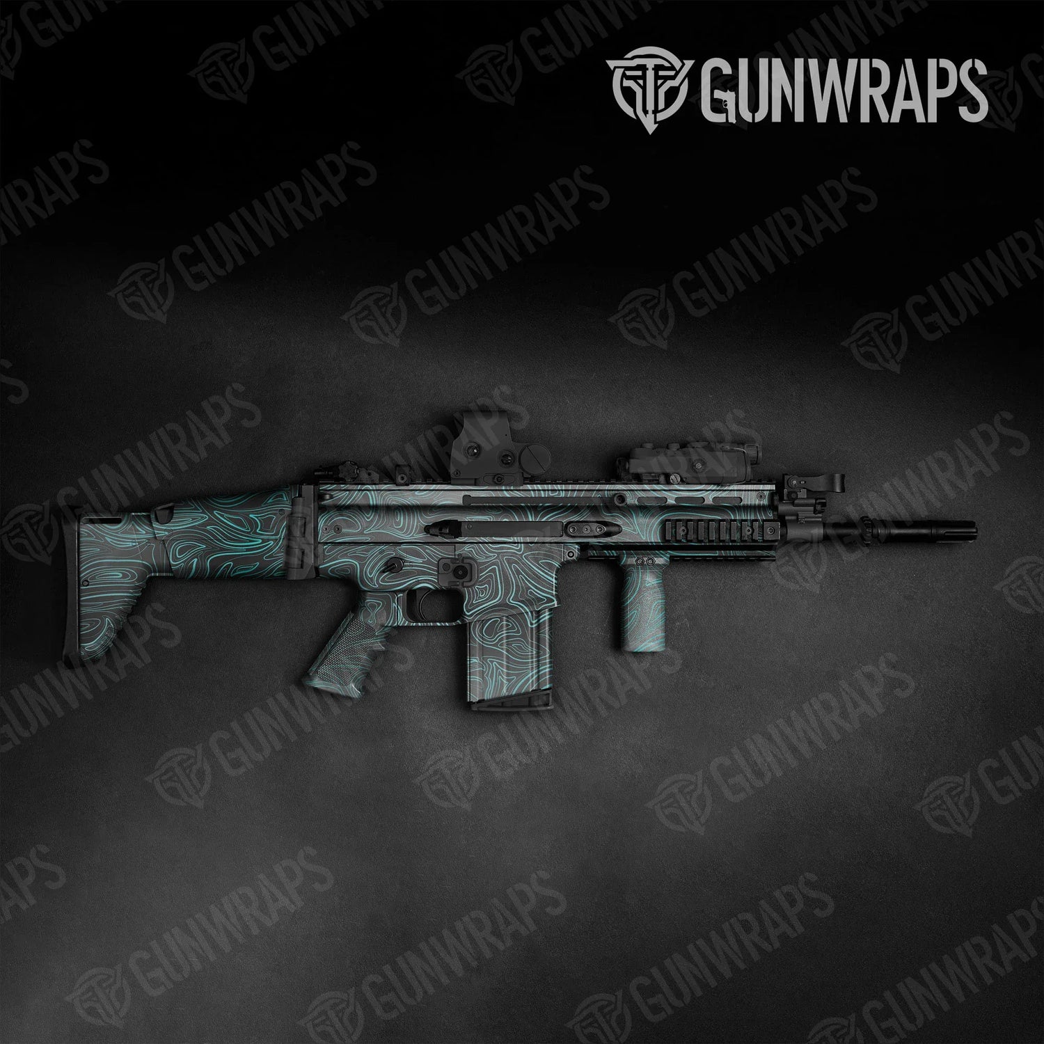 Damascus Tiffany Blue Tactical Gun Skin Vinyl Wraps