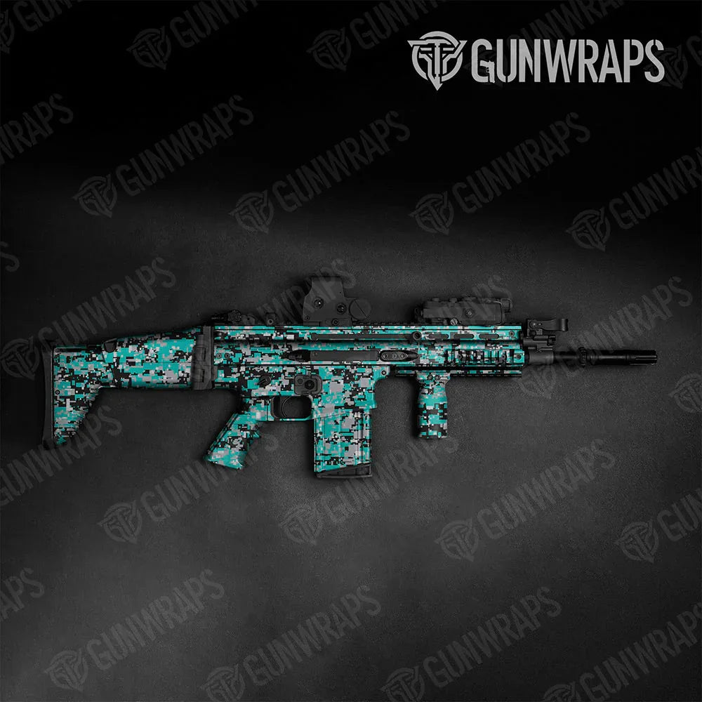 Digital Tiffany Blue Tiger Tactical Gun Skin Vinyl Wraps