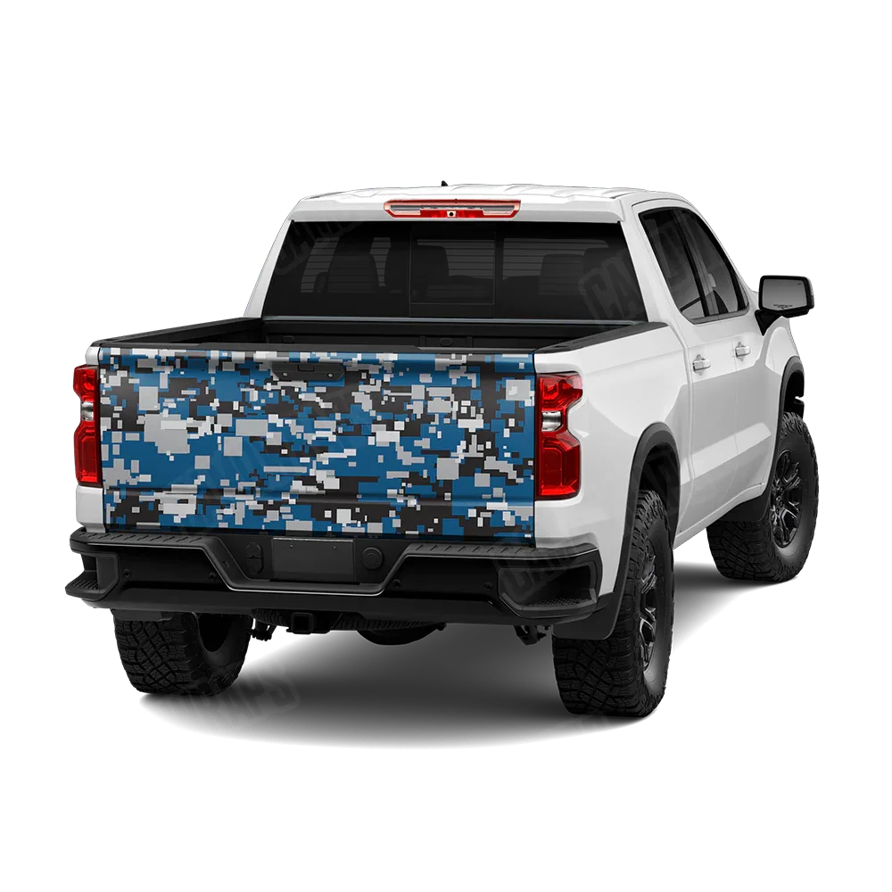 Digital Blue Tiger Tailgate Wraps