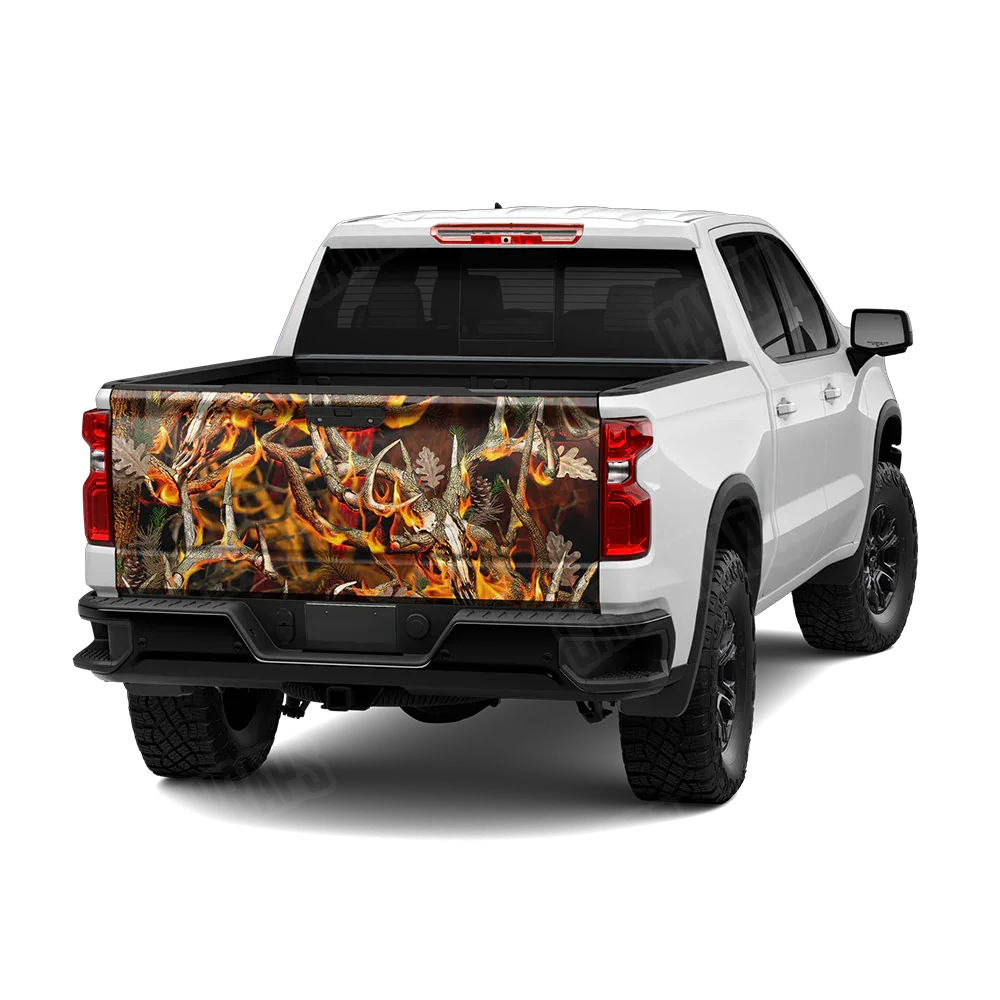 Nature Burning Buck Skull Tailgate Wraps