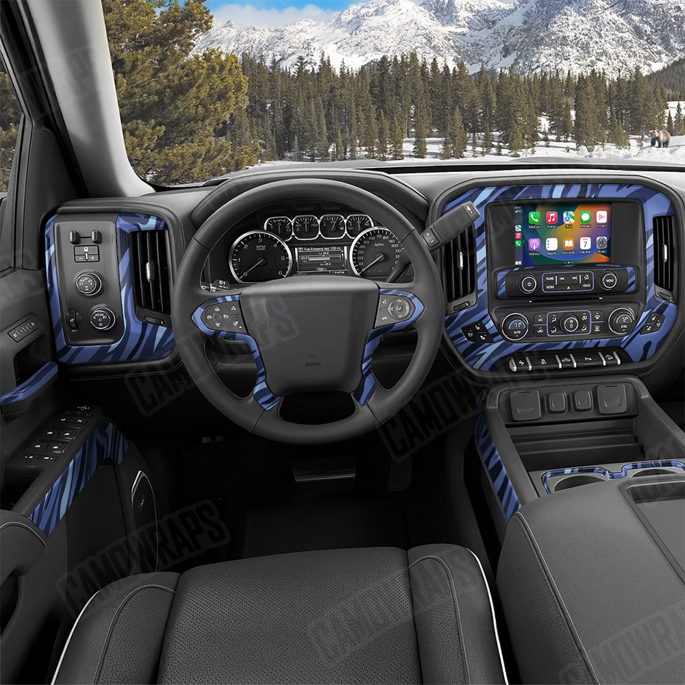 Fun Stripe Blue Urban Night Car Interior Skins