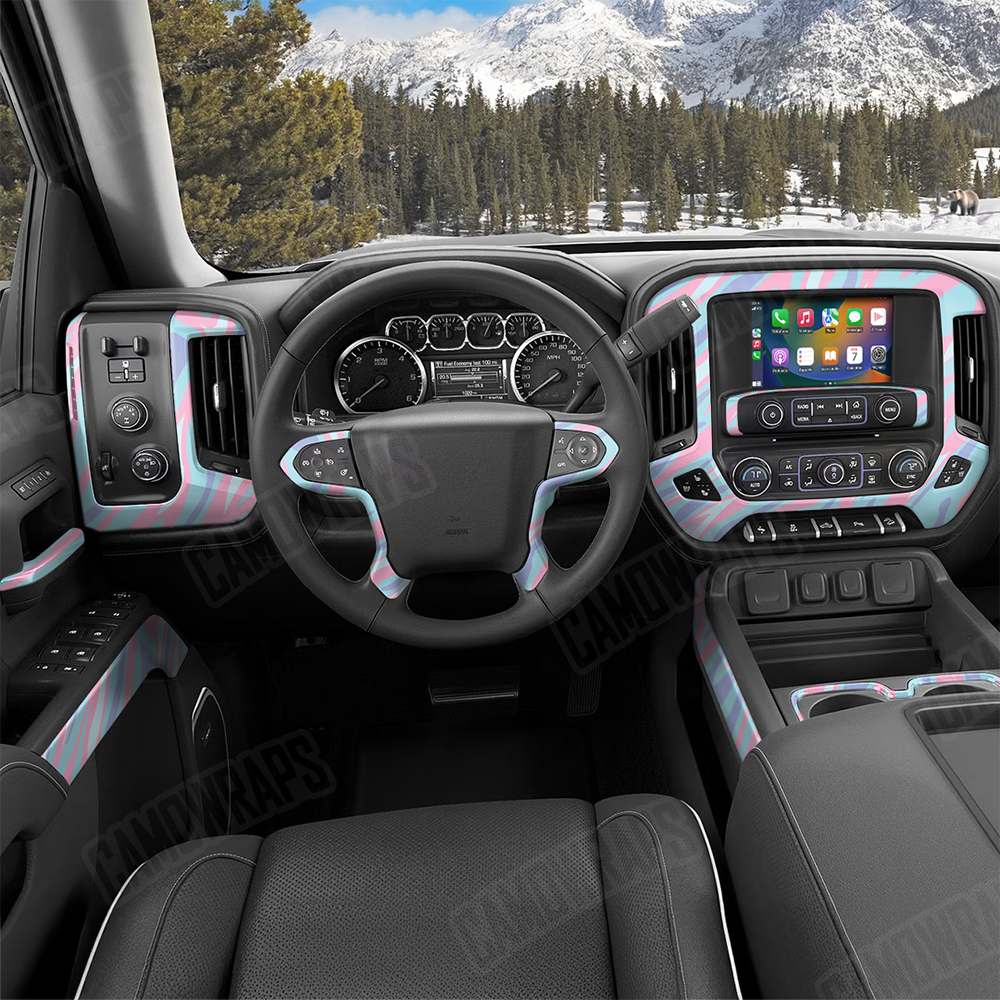Fun Stripe Cotton Candy Car Interior Skins