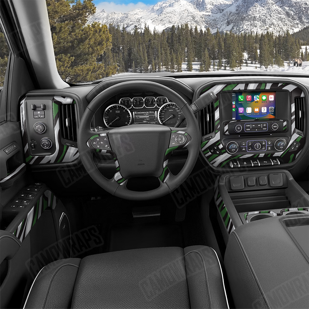 Fun Stripe Green Tiger Car Interior Skins