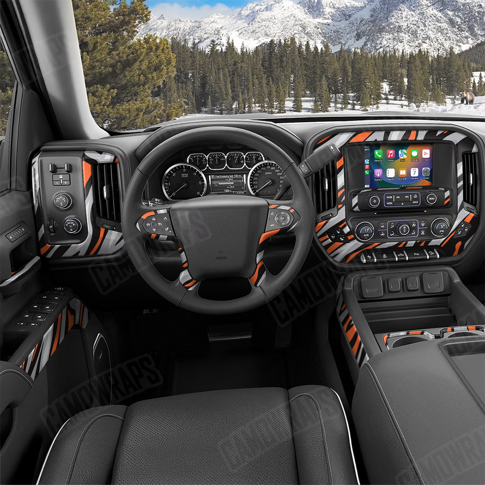 Fun Stripe Orange Tiger Car Interior Skins