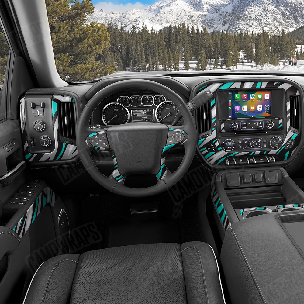 Fun Stripe Tiffany Blue Tiger Car Interior Skins