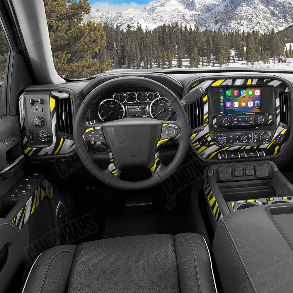 Fun Stripe Yellow Tiger Car Interior Skins