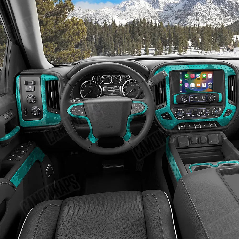 Halftone Splatter Elite Tiffany Blue Car Interior Skins