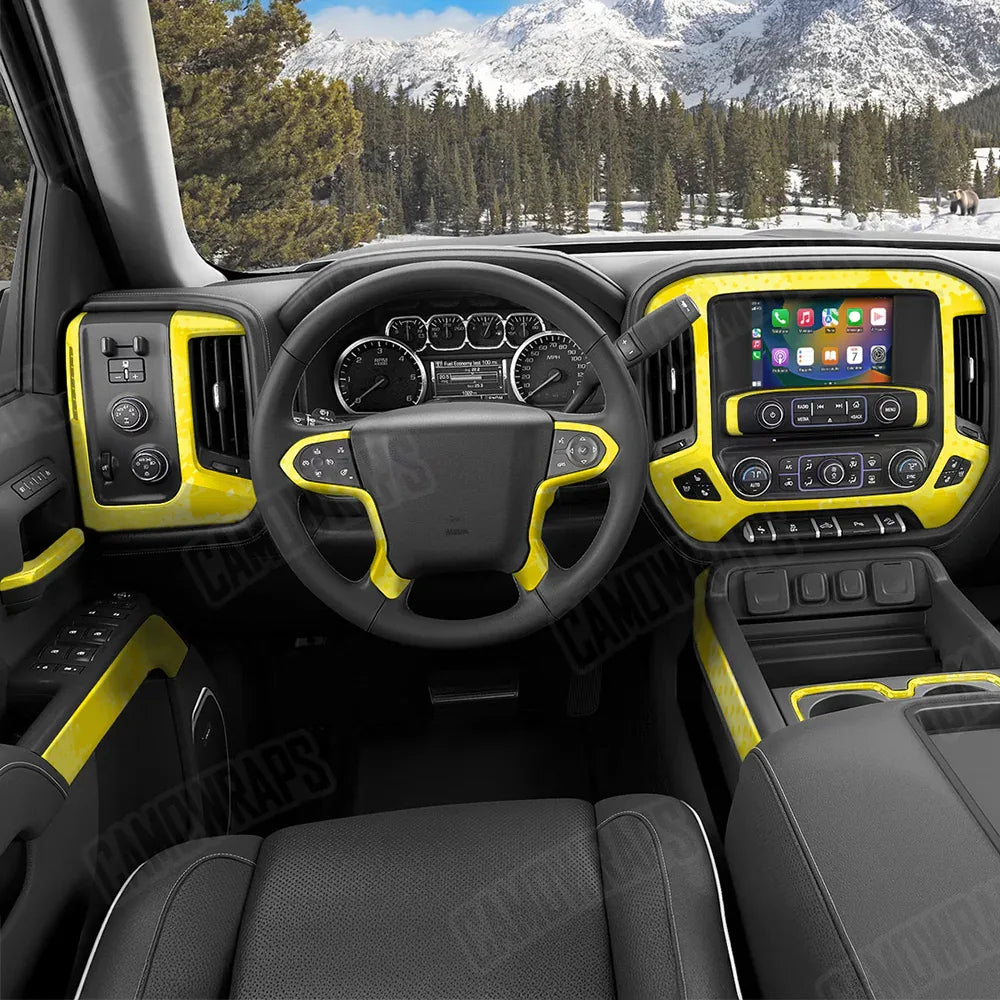 Halftone Splatter Elite Yellow Car Interior Skins