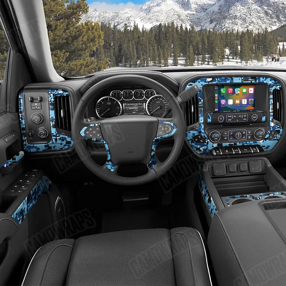 Digital Baby Blue Car Interior Skins