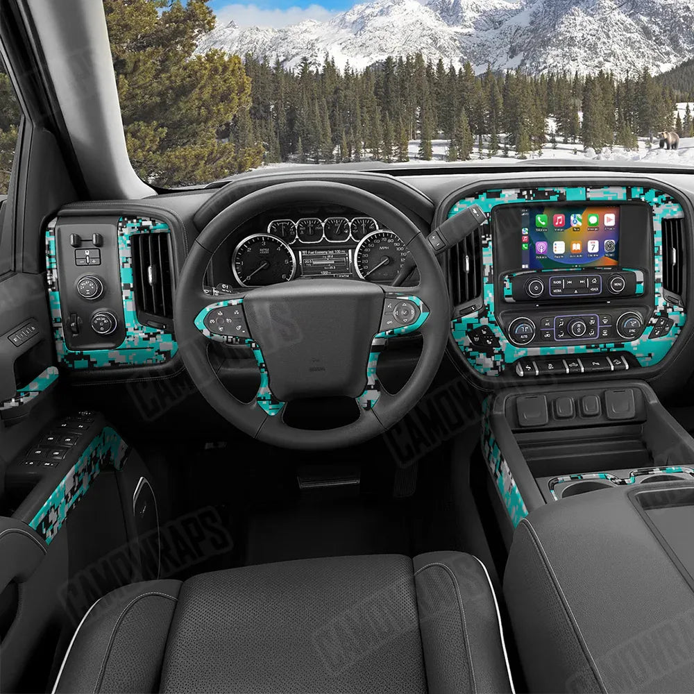 Digital Tiffany Blue Tiger Car Interior Skins