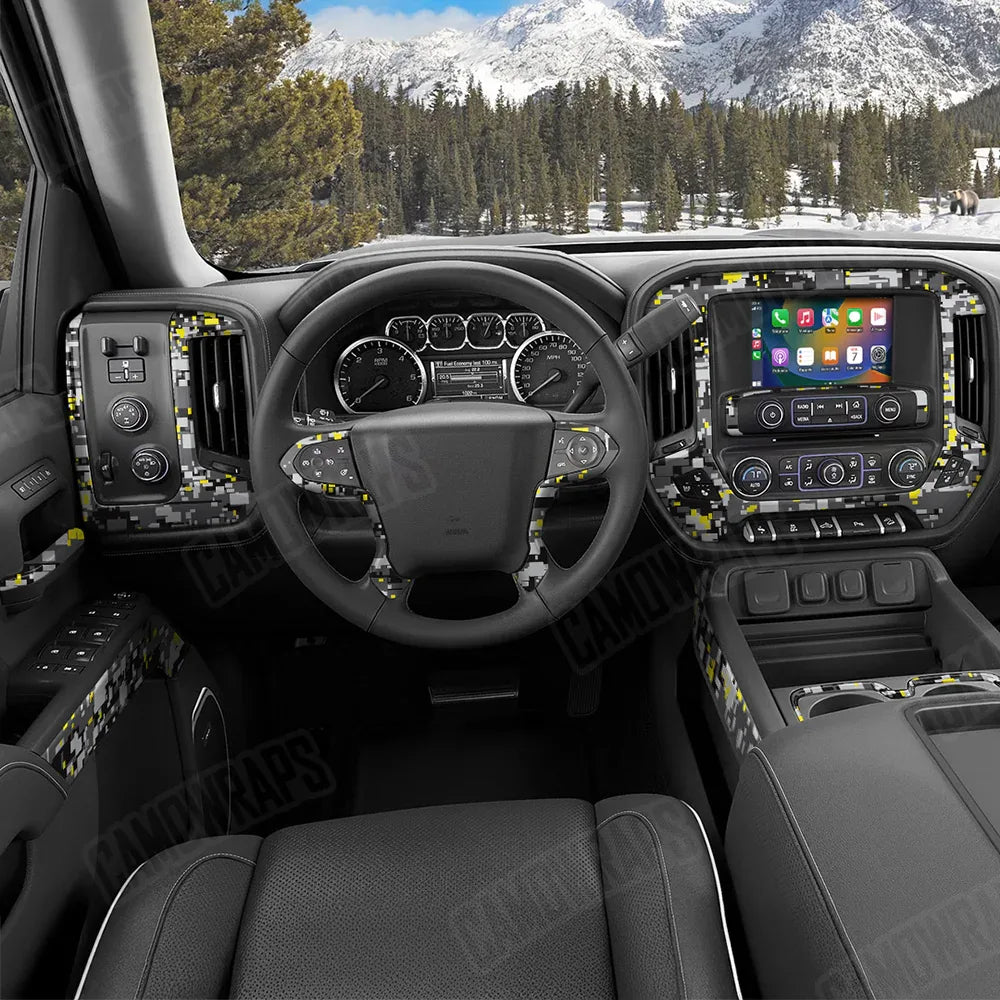 Digital Urban Yellow Car Interior Skins