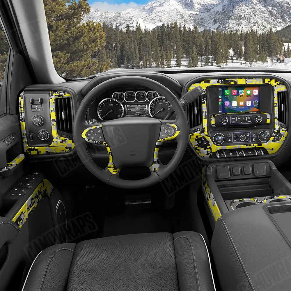 Digital Yellow Tiger Car Interior Skins