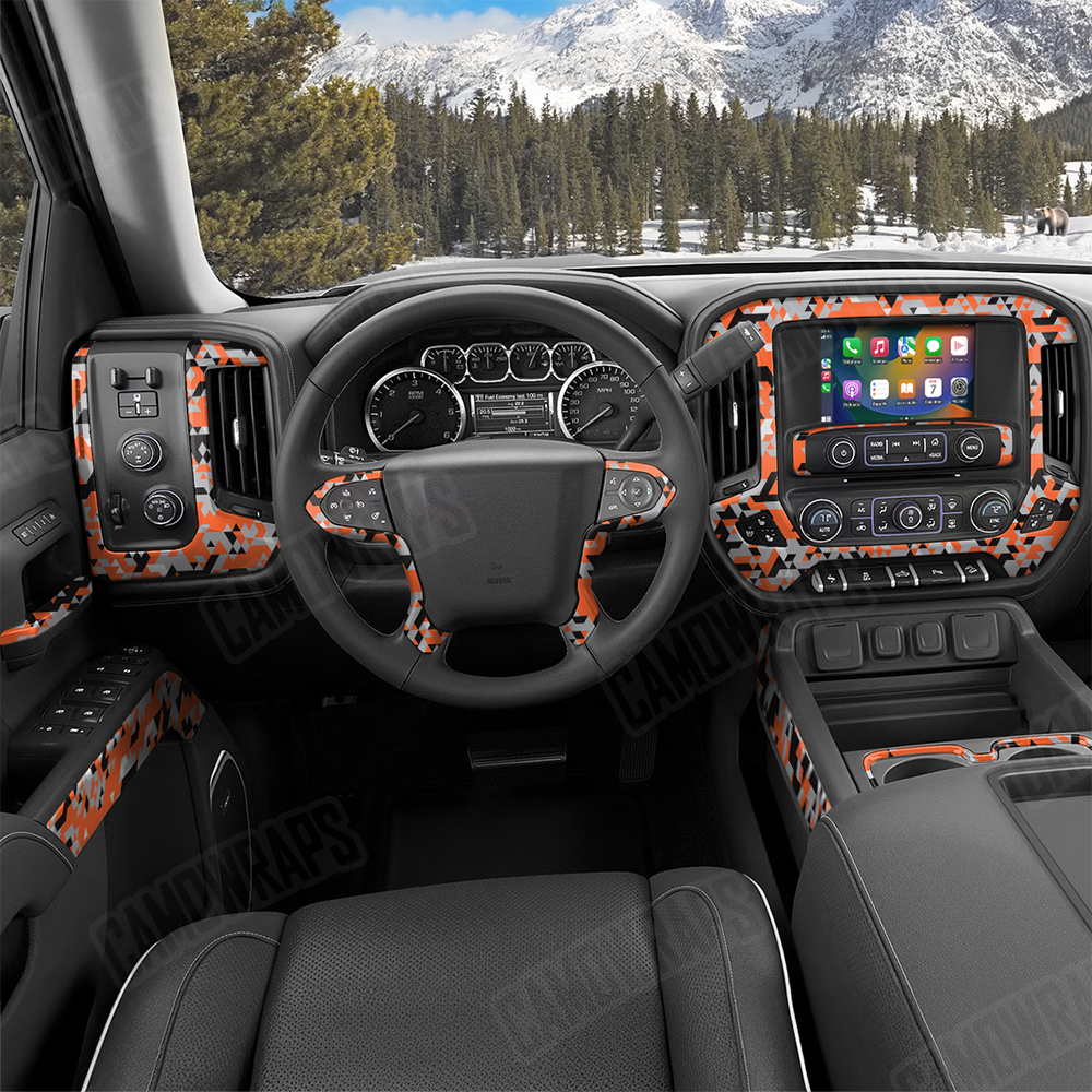 Triangle Orange Tiger Car Interior Skins
